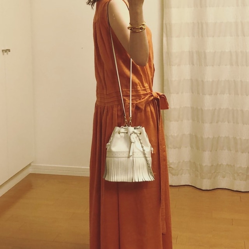 リネンのカシュクールマキシ丈ワンピース ラベンダー ＜リネンC2  