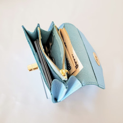 《送料無料》本革 コンパクト財布 小さくてもしっかり入るミニウォレット　さくら色 4枚目の画像
