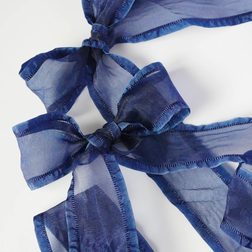 ネイビー》両耳タフタ・オーガンジーリボン/40mm幅 1M RB-190 リボン