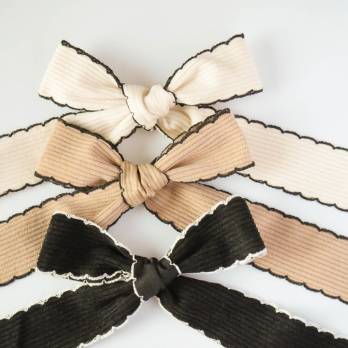 ブラック》40mm/スカラップ編みソフトコーデュロイリボンテープ/1m RB  