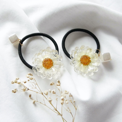 作り方動画付】クリアの押し花フラワーのヘアゴム/1個 キット COCONEL  