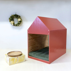 インテリアになる犬小屋　ドッグハウス　ペットハウス　木製　グレー/レッド/イエロー 8枚目の画像