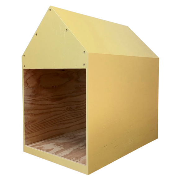 インテリアになる犬小屋　ドッグハウス　ペットハウス　木製　グレー/レッド/イエロー 4枚目の画像