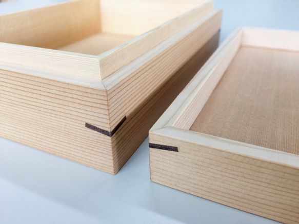 杉の小さな道具箱　裁縫箱　整理箱　木箱　はがき箱　木製　無垢材　白くさび 4枚目の画像