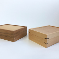 杉の小さな道具箱　裁縫箱　整理箱　木箱　はがき箱　木製　無垢材　白くさび 6枚目の画像