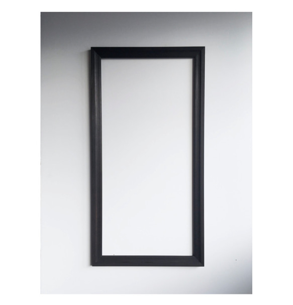 鏡　ミラー　エレガントなブラック　木製　壁掛け　M 78 x 40 cm 1枚目の画像