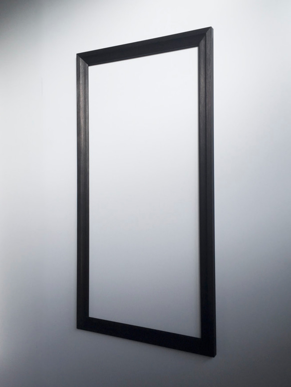 鏡　ミラー　エレガントなブラック　木製　壁掛け　M 78 x 40 cm 2枚目の画像