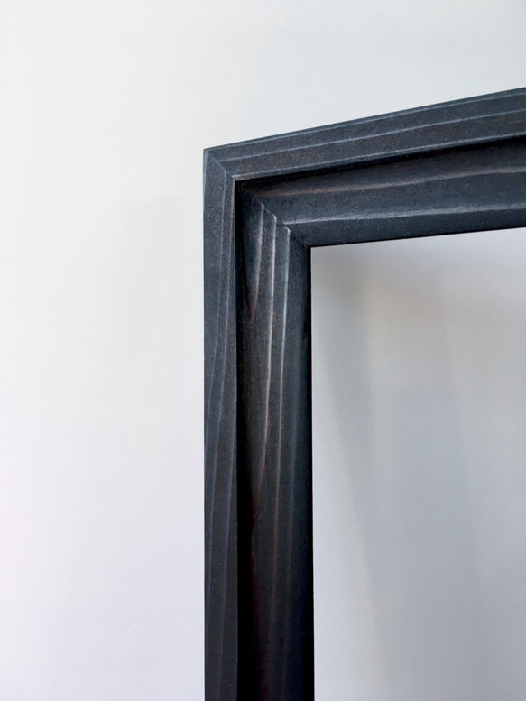 鏡　ミラー　エレガントなブラック　木製　壁掛け　M 78 x 40 cm 3枚目の画像