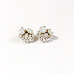 (Bridal Collection) Pearl bijoux pierce／earring (M) ★ white 1枚目の画像