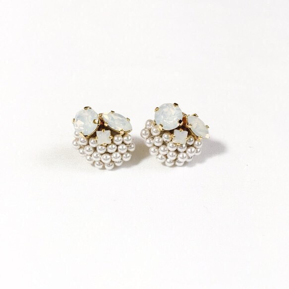 (Bridal Collection) Pearl bijoux pierce／earring (M) ★ white 1枚目の画像