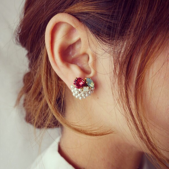 (Bridal Collection) Pearl bijoux pierce／earring (M) ★ white 3枚目の画像
