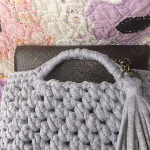 Tシャツヤーン☆ズパゲッティ玉編みバッグ② トートバッグ usagi77