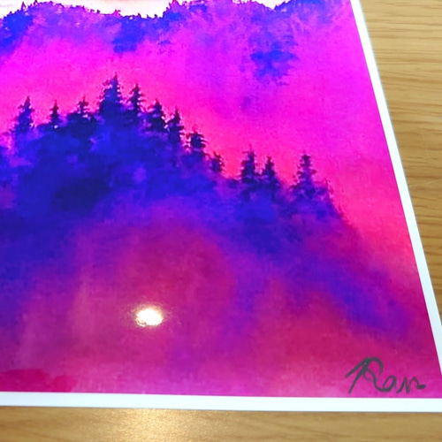 オータムヴィレッジ02」透明水彩画 原画 風景画 額縁付 F4サイズ
