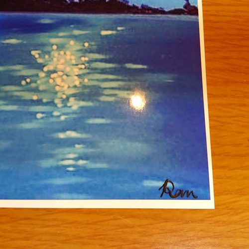 風景画『月光と海』/印刷物・A4サイズ・額縁等はついており 風景画『月光と海』/印刷物・A4サイズ・額縁等はついており