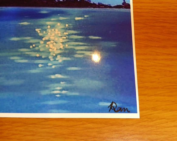 風景画『月光と海』／印刷物・Ａ4サイズ・額縁等はついておりません。 2枚目の画像