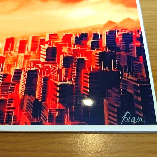 作者不詳「風景画」額装●油彩画作品 サイン 夕日の色に包まれた街なみが素敵です● 作者不詳「風景画」額装○油彩画作品 サイン 夕日の色に包まれ