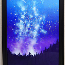 ☆冬の星空。／風景画／複製画／A4／簡易的な額縁付き。 絵画 ラドン