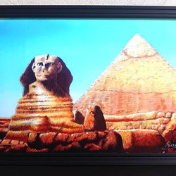 ☆エジプトのピラミッド／風景画／複製画／Ａ4／簡易的な額縁付き。 1枚目の画像