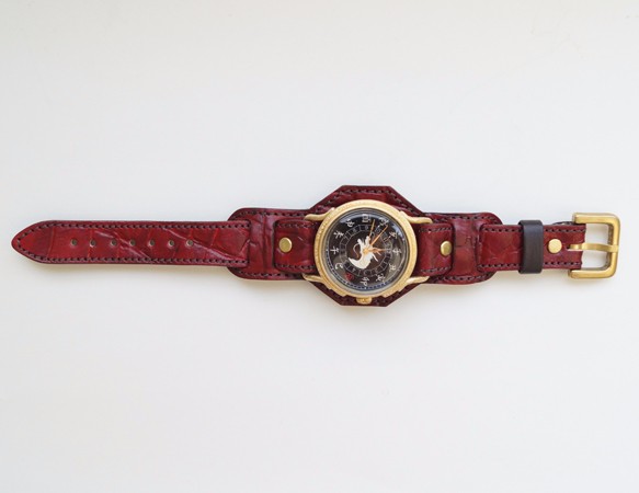 手工手錶[手工染色]紅龍深紅 第2張的照片