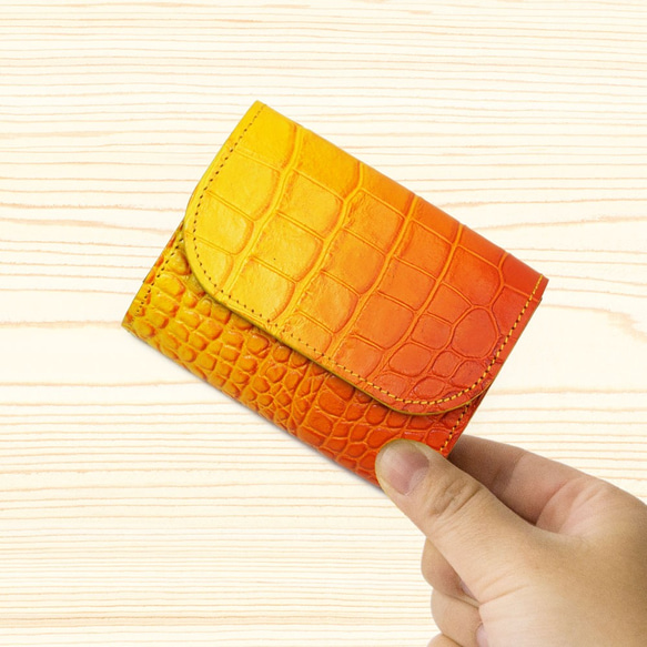 ほぼ未使用 箱付き 美品 コトカル ミニ財布 ぼかし染め グラデーション 山吹 ミニ財布 レディース 本革 COTOCUL（コトカル）/ ぼかし染め – COTOCUL