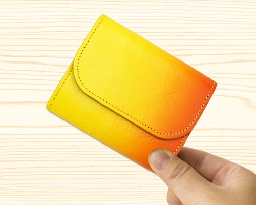 ミニ財布【お札が折れない】（ぼかし染め/山吹色） その他ミニ財布