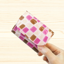 小錢包[賬單不破]（彩色玻璃皮/粉色） 第1張的照片