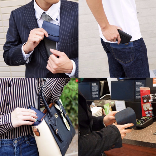 ミニ財布【お札が折れない】 黒桟革（杜若） その他ミニ財布