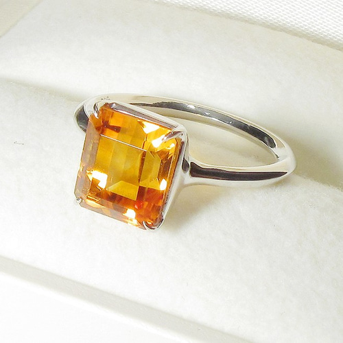 専用_4.55ctシトリンとSV925の指輪（ロジウム厚メッキ、天然石