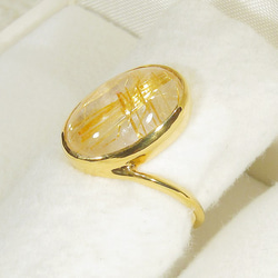 7.35ctルチルクォーツとSV925の指輪（リングサイズ：12号、サイズ変更可、24K張り、天然石、金線入り水晶） 7枚目の画像