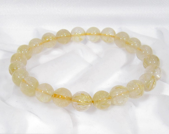 ルチルクォーツブレスレット L548)ルチルクォーツブレスレット12mm(16センチ) プレミアム] プラチナ