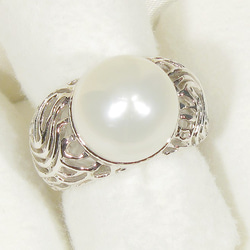 12.5mm南洋真珠とSV925の指輪（9号、サイズ変更可、白蝶、ロジウム、えくぼ有り） 2枚目の画像
