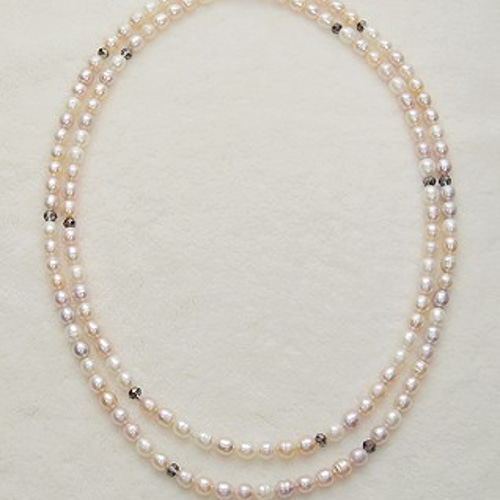 125cmの淡いピンク＆パープル＆ホワイトの淡水パール・ロング