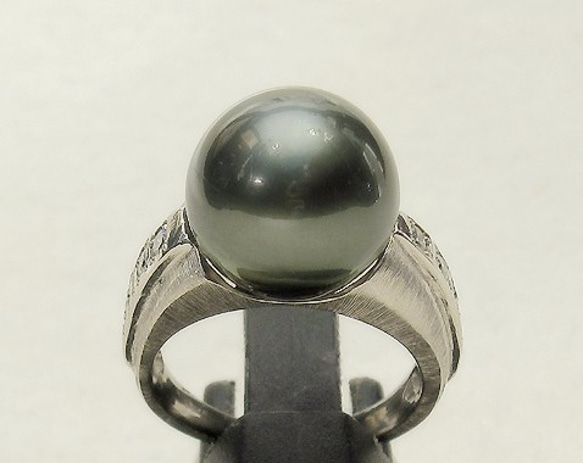 12mm南洋パールとダイヤモンド、プラチナの指輪（リングサイズ：11号、ダイヤモンド：0.294ct、Pt900） 4枚目の画像