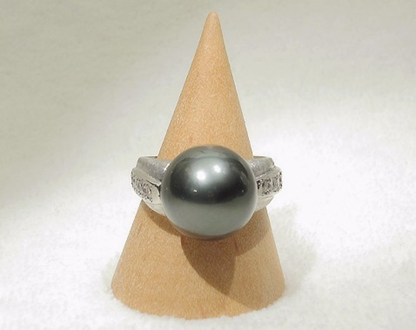 12mm南洋パールとダイヤモンド、プラチナの指輪（リングサイズ：11号、ダイヤモンド：0.294ct、Pt900） 5枚目の画像