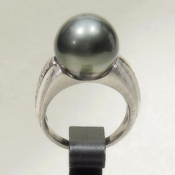 12mm南洋パールとダイヤモンド、プラチナの指輪（リングサイズ：11号、ダイヤモンド：0.294ct、Pt900） 2枚目の画像