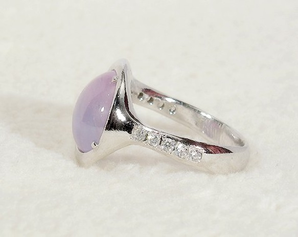 サファイアとSV925、再生ダイヤモンドの指輪（リングサイズ：9.5号、カボション、パープル、ロジウムメッキ） 9枚目の画像