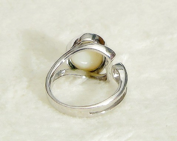 珍しい貝オパールとSV925の指輪（リングサイズ：10号、ロジウムメッキ、シェルオパール） 8枚目の画像