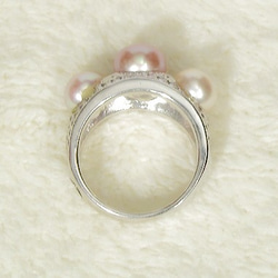 7.5-7.0mm淡水パールとSV925の指輪（リングサイズ11号、パステルカラー、ロジウムメッキ） 5枚目の画像