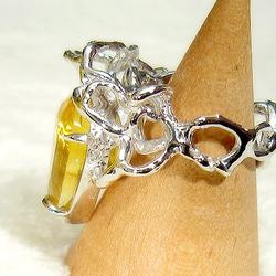 イエローフローライト（蛍石）とSV925の指輪（リングサイズ：9.5号、ロジウムメッキ） 7枚目の画像