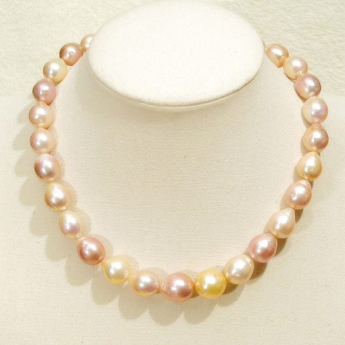 美品 大粒 14mm アコヤ 真珠 パール K18 ネックレス シリアス
