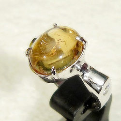 11×8mmシトリンとSV925、合成ダイヤモンドの指輪（リング10号、カボション、ロジウムの厚メッキ） 8枚目の画像