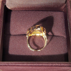 20×12mmルチルクォーツと合成ダイヤモンドの指輪（リング:10号、K24の金張り、SV925、針入り水晶） 6枚目の画像