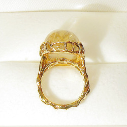 23.30ctルチルクォーツとSV925の指輪（リングサイズ：9号、K18の厚メッキ、針入り水晶、金線入り水晶） 9枚目の画像