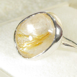 15×11mmルチルクォーツとSV925の指輪（リングサイズ：11.5号、ロジウムの厚メッキ、針入り水晶、金線入り水晶） 4枚目の画像