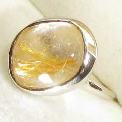 15×11mmルチルクォーツとSV925の指輪（リングサイズ：11.5号、ロジウムの厚メッキ、針入り水晶、金線入り水晶） 6枚目の画像