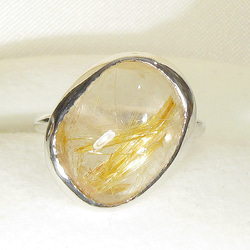 15×11mmルチルクォーツとSV925の指輪（リングサイズ：11.5号、ロジウムの厚メッキ、針入り水晶、金線入り水晶） 8枚目の画像