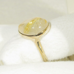 10.90ctルチルクォーツとSV925の指輪（リングサイズ：11号、サイズ変更可、18K張り、金線入り水晶、天然石） 4枚目の画像