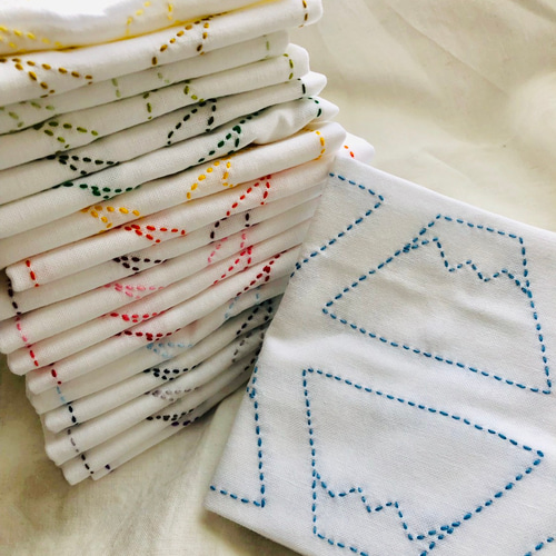 色が選べるギフト》刺し子ふきん 2枚セット《富士山》 その他キッチン