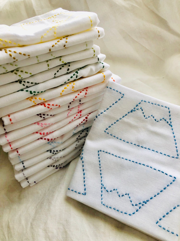 Y.オーダーページ 刺し子ふきん　2枚 色が選べるギフト》刺し子ふきん 2枚セット《富士山》 その他キッチン