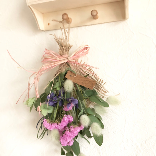 ユーカリとドライフラワーのミニスワッグ 5 ドライフラワー